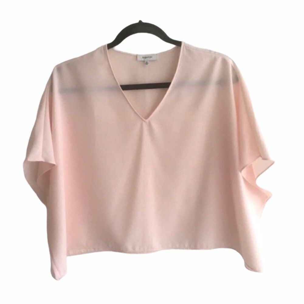 ARITZIA Blush Pink Oversized V-Neck Cropped Blouse XXS